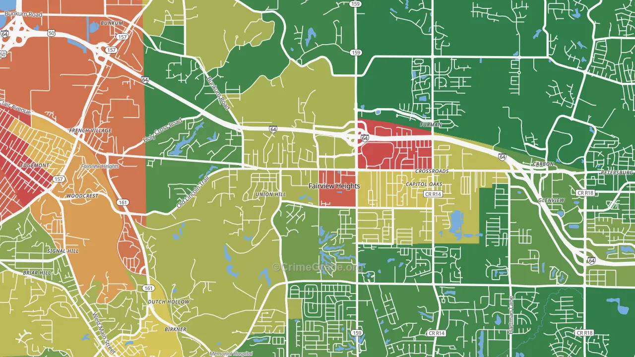 Fairview Heights, IL Map of Robbery Rates