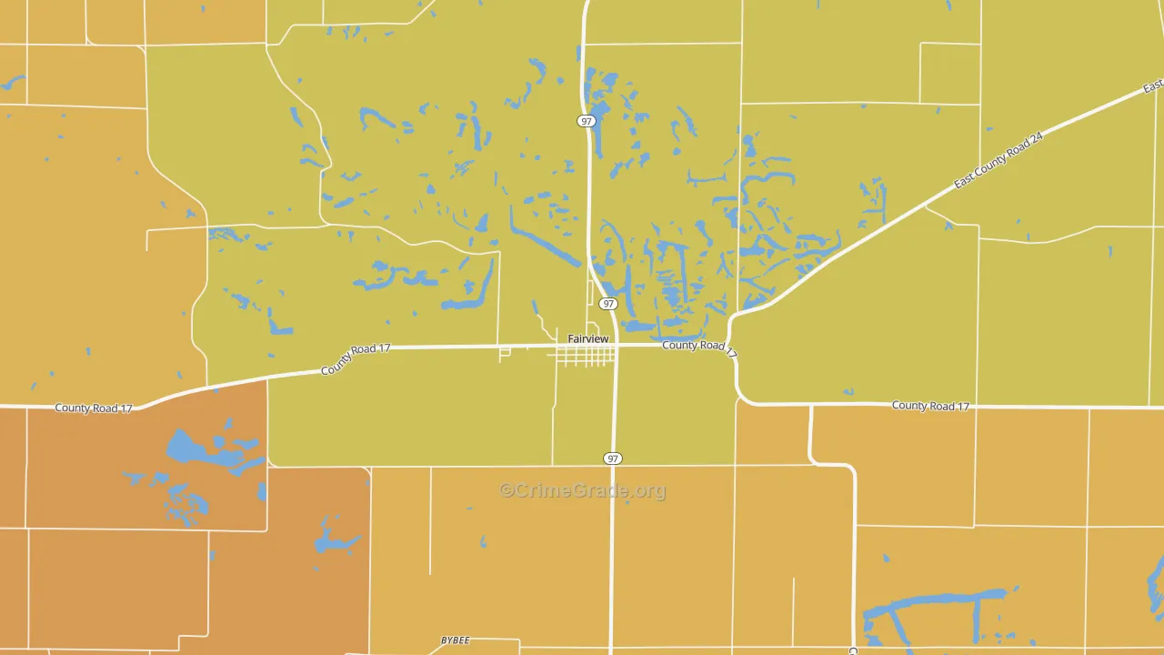 Fairview, IL Map of Robbery Rates