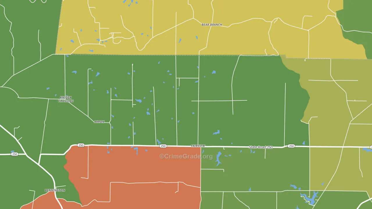 Fairview, IN Map of Robbery Rates