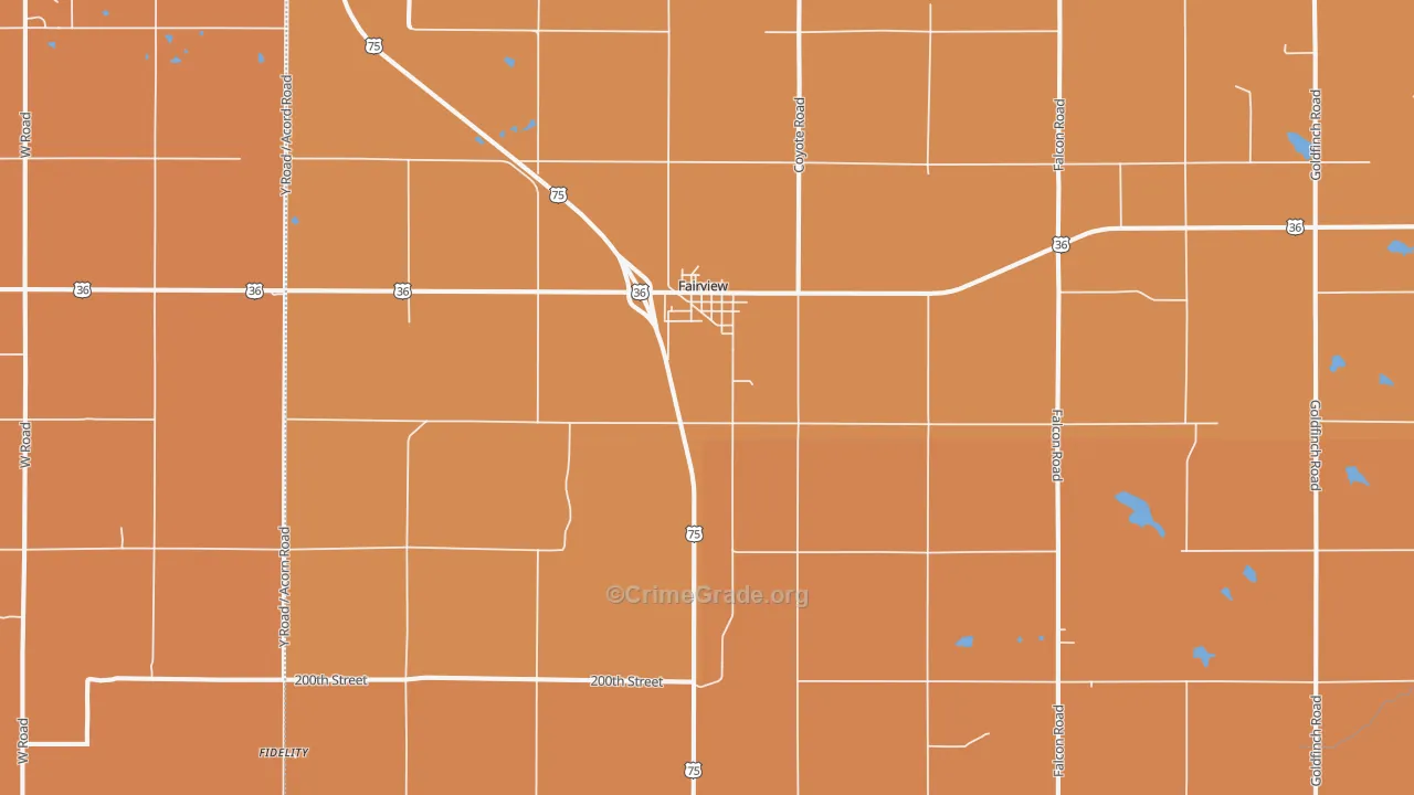 Fairview, KS Map of Robbery Rates