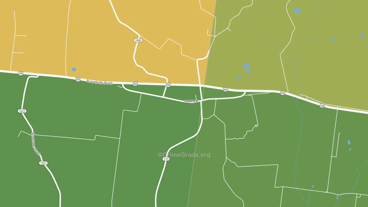 Fairview, KY Map of Robbery Rates