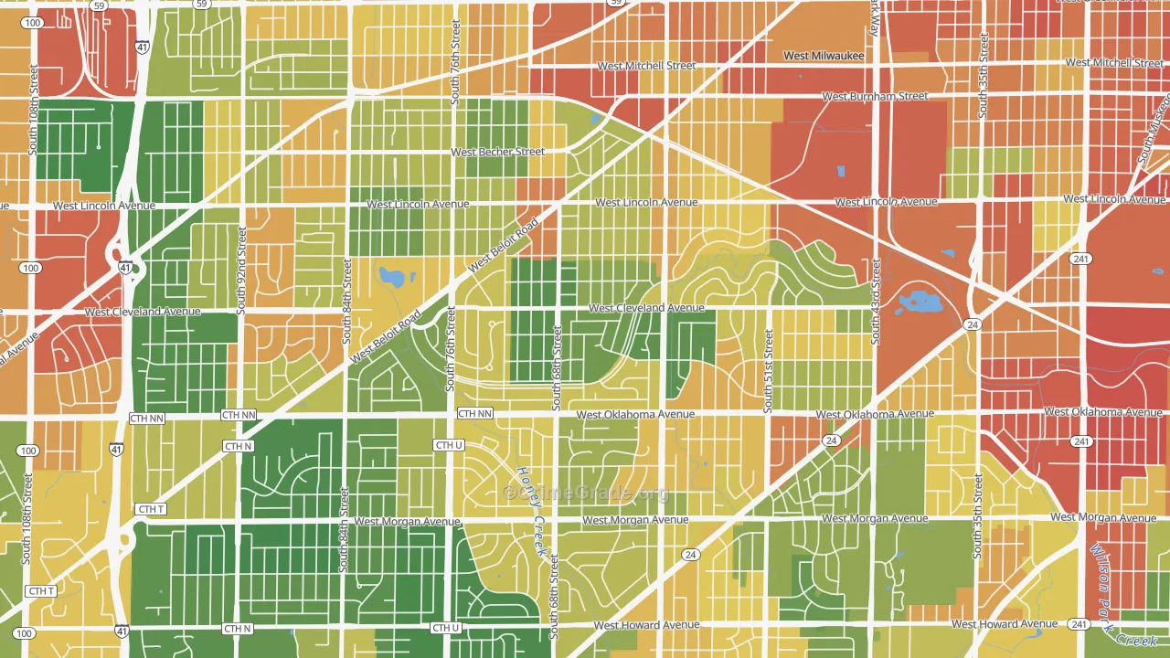 Fairview, Milwaukee, WI Map of Robbery Rates