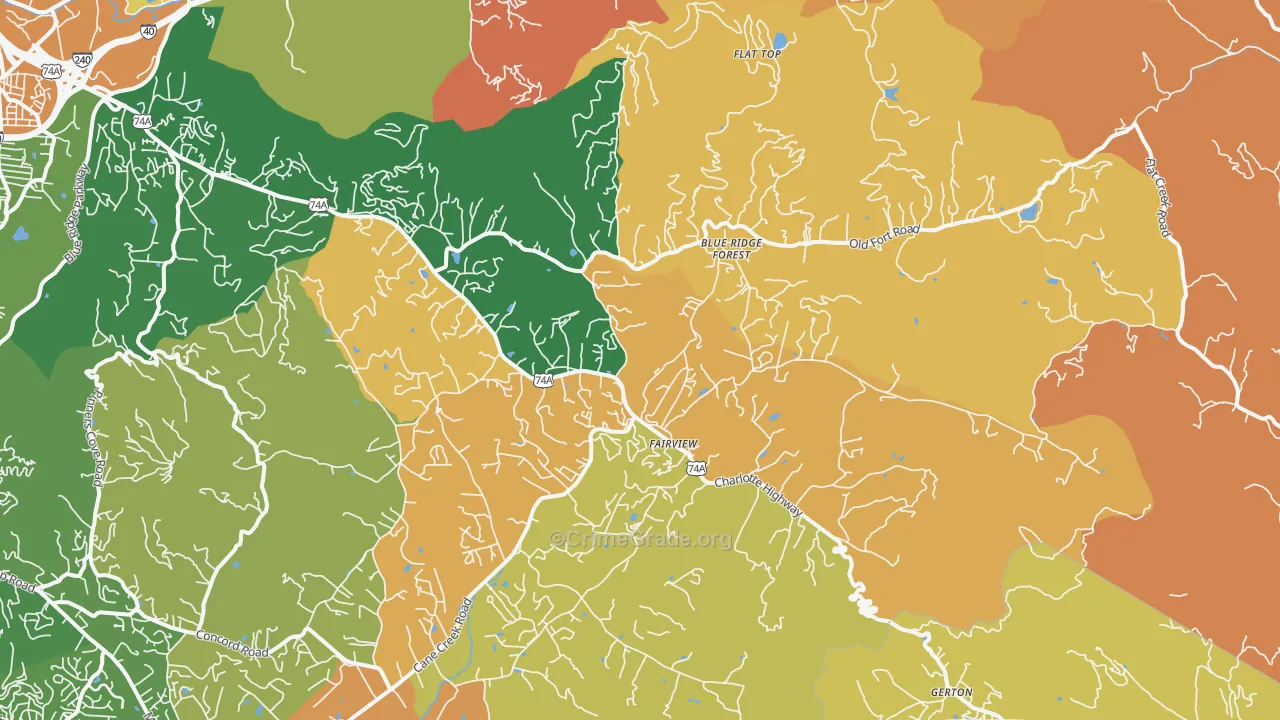 Fairview, NC Map of Robbery Rates