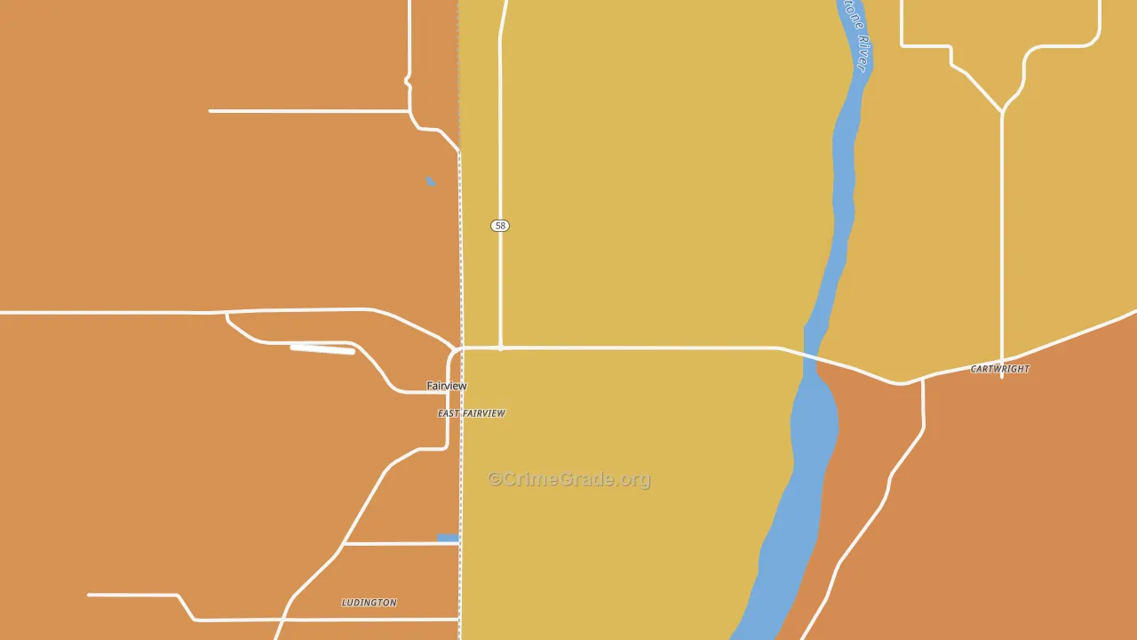 Fairview, ND Map of Robbery Rates