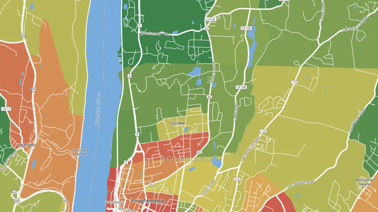 Fairview, NY Map of Robbery Rates