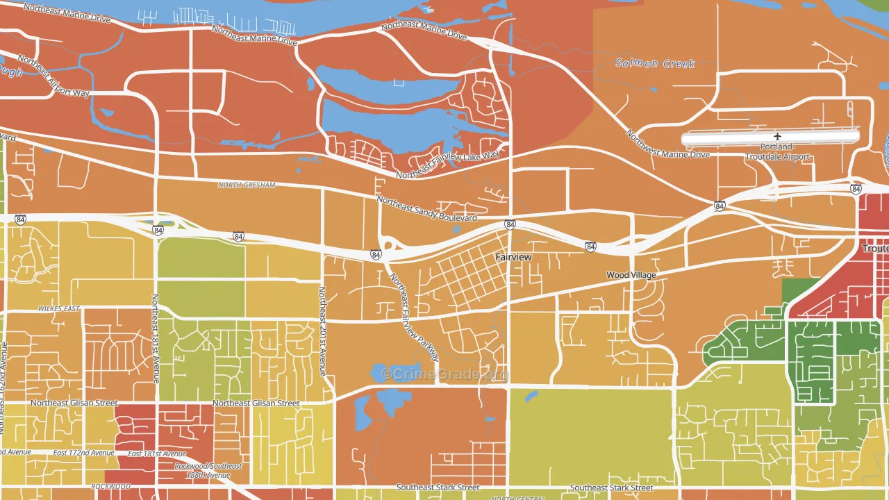 Fairview, OR Map of Robbery Rates