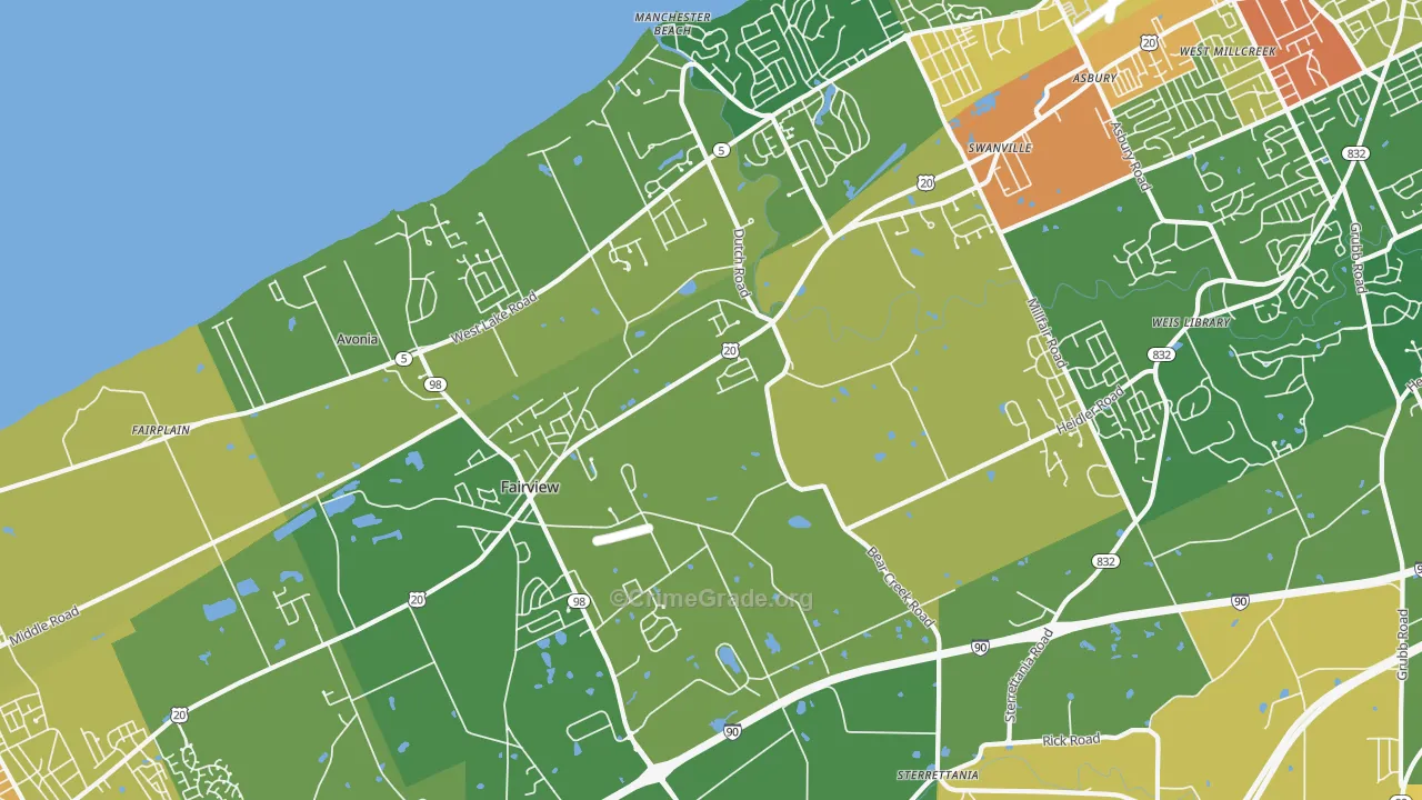 Fairview, PA Map of Robbery Rates