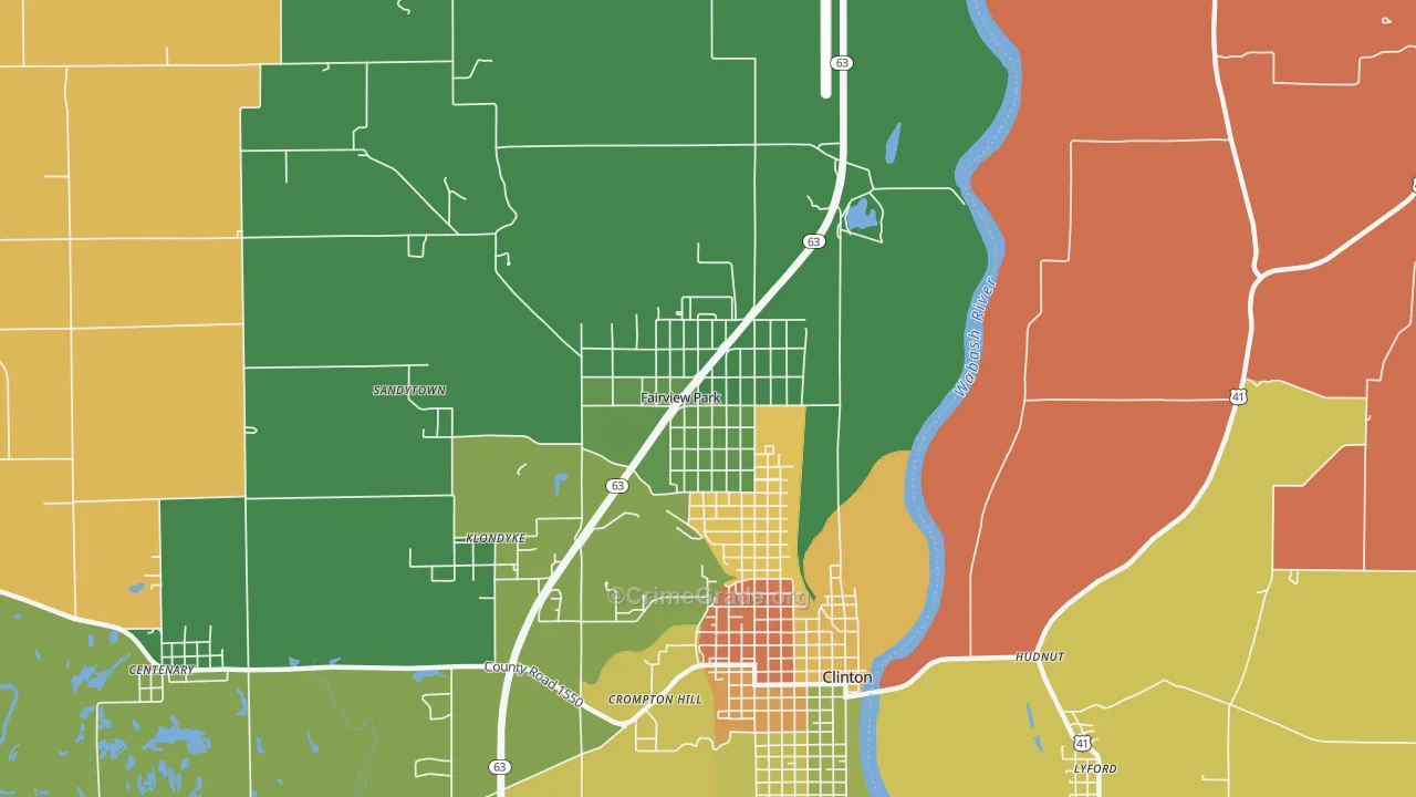 Fairview Park, IN Map of Robbery Rates