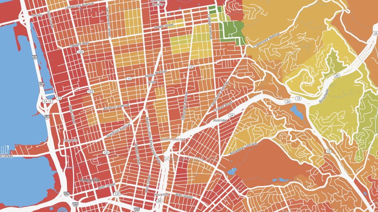 Fairview Park, Oakland, CA Map of Robbery Rates