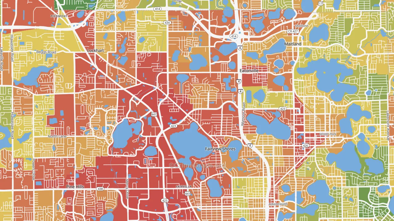 Fairview Shores, Orlando, FL Map of Robbery Rates