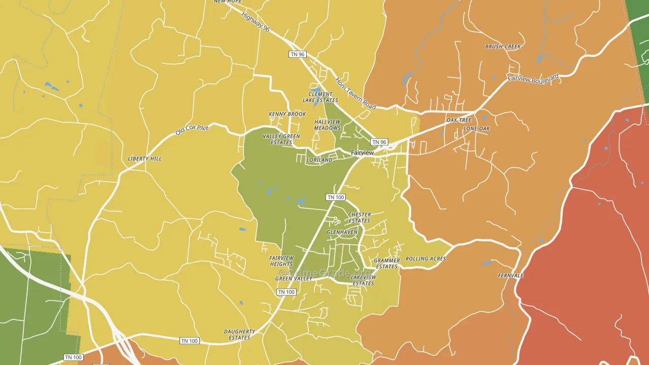 Fairview, TN Map of Robbery Rates