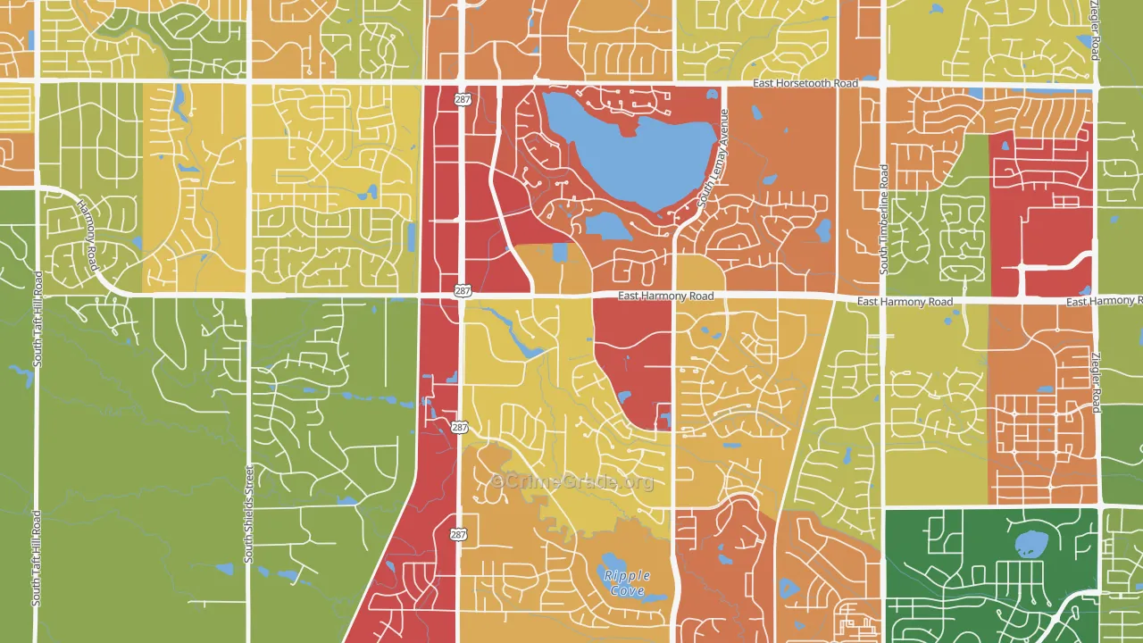 Fairway Estates, Fort Collins, CO Map of Robbery Rates