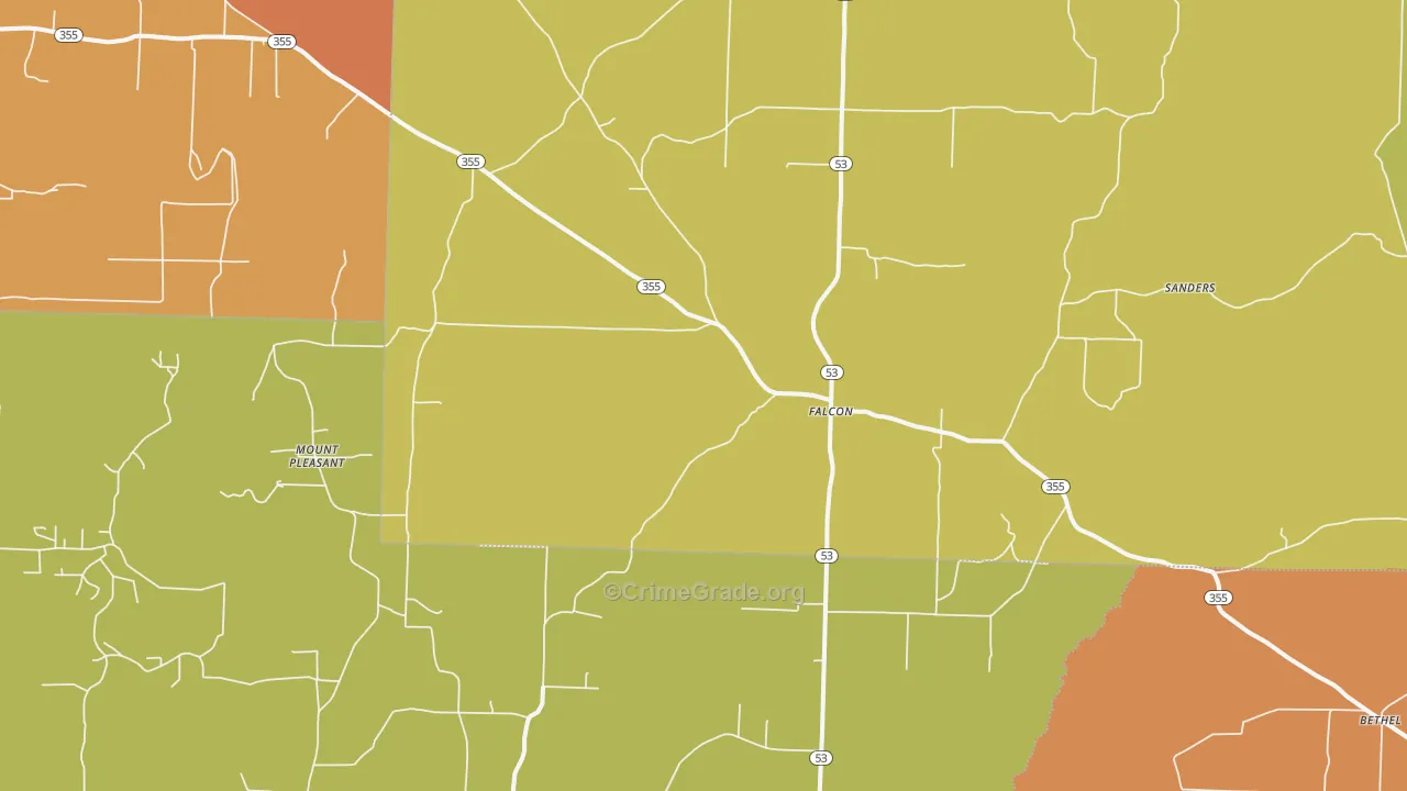 Falcon, AR Map of Robbery Rates