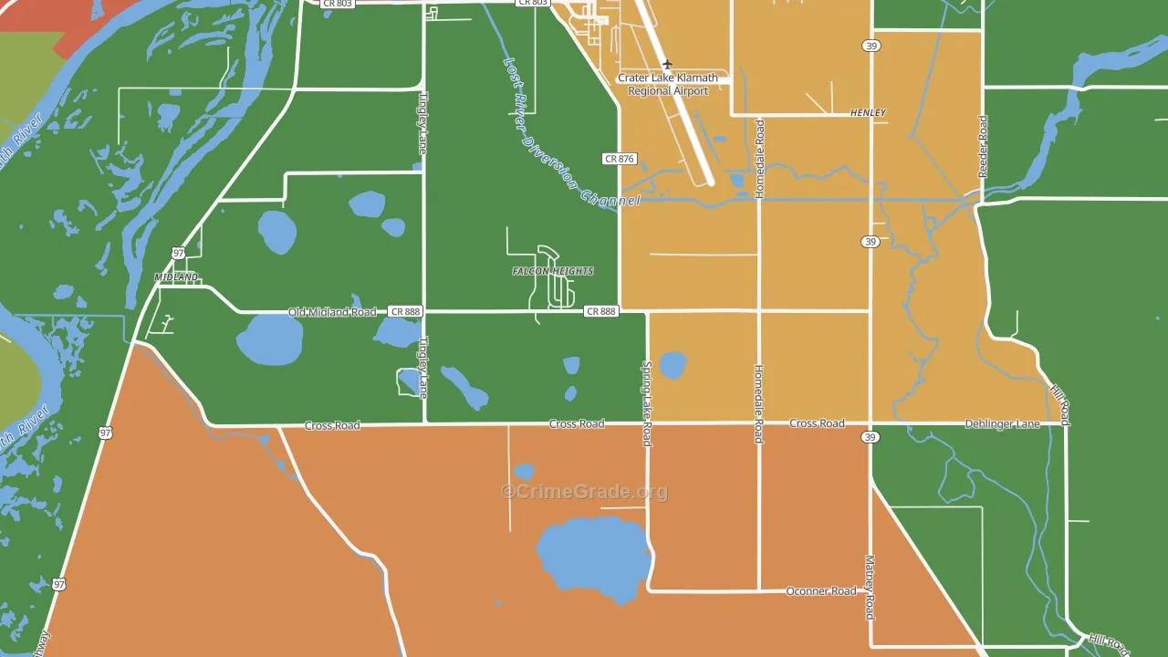Falcon Heights, OR Map of Robbery Rates