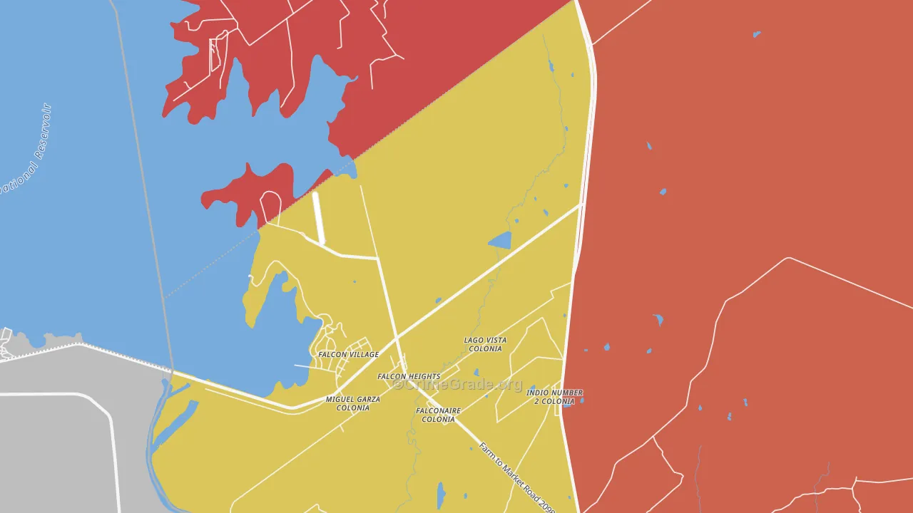 Falcon Heights, TX Map of Robbery Rates