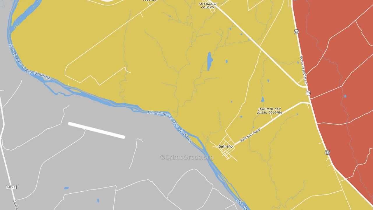 Falcon Village, TX Map of Robbery Rates