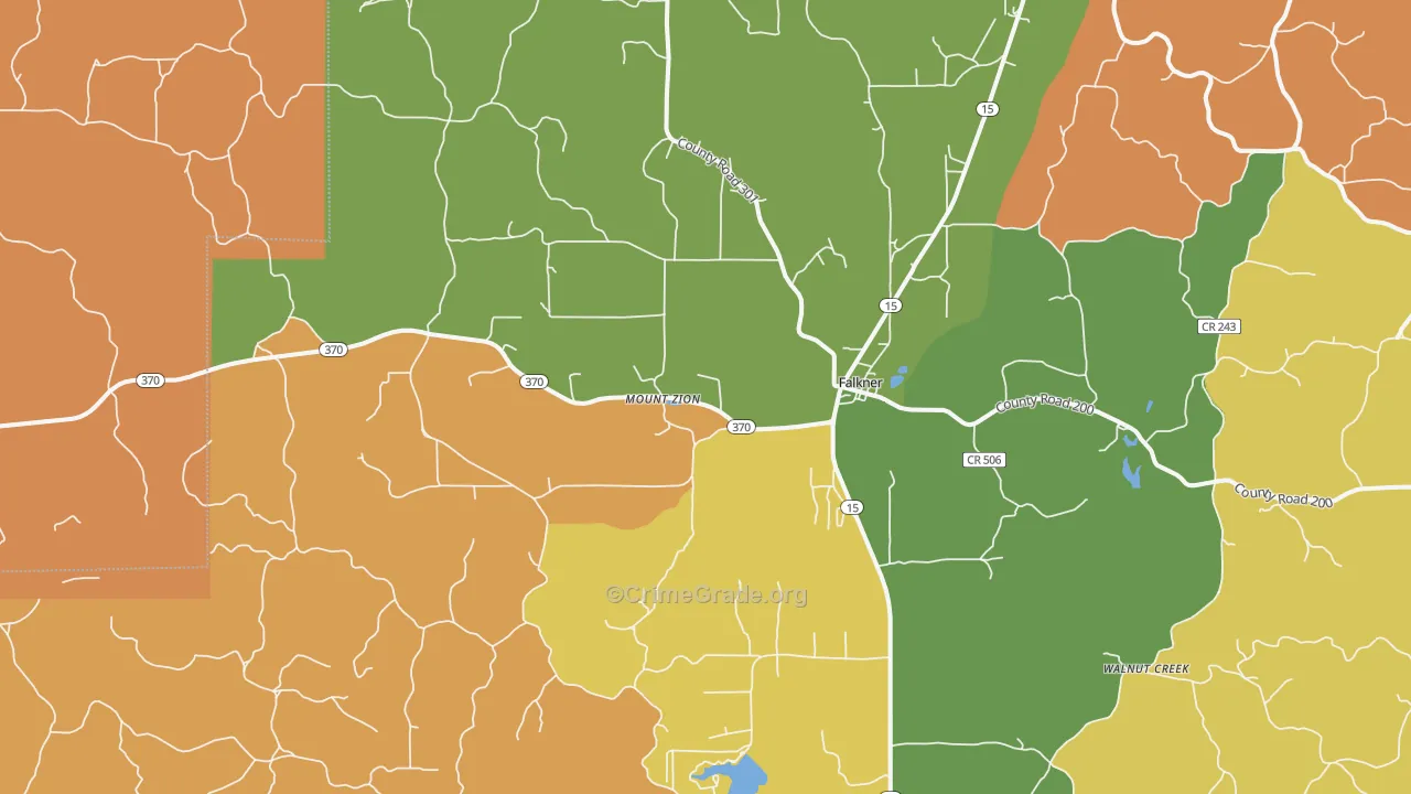 Falkner, MS Map of Robbery Rates