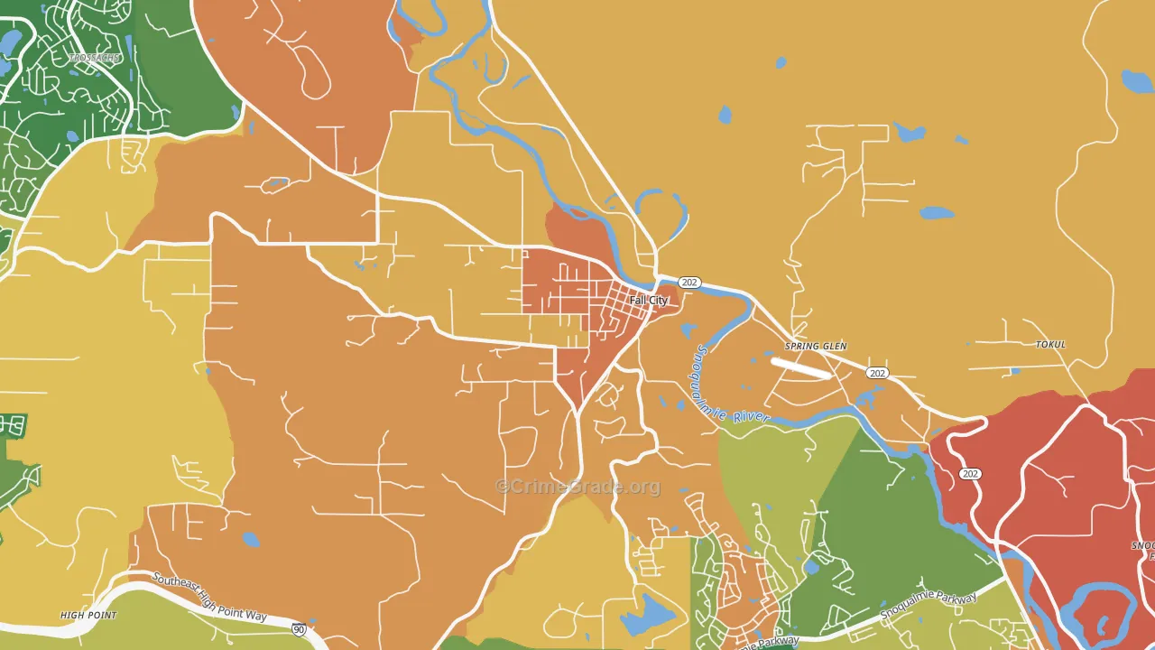 Fall City, WA Map of Robbery Rates