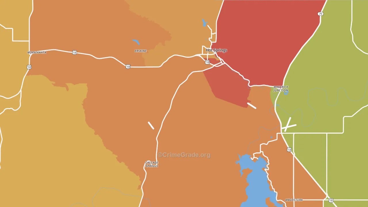 Fall River County, SD Map of Robbery Rates