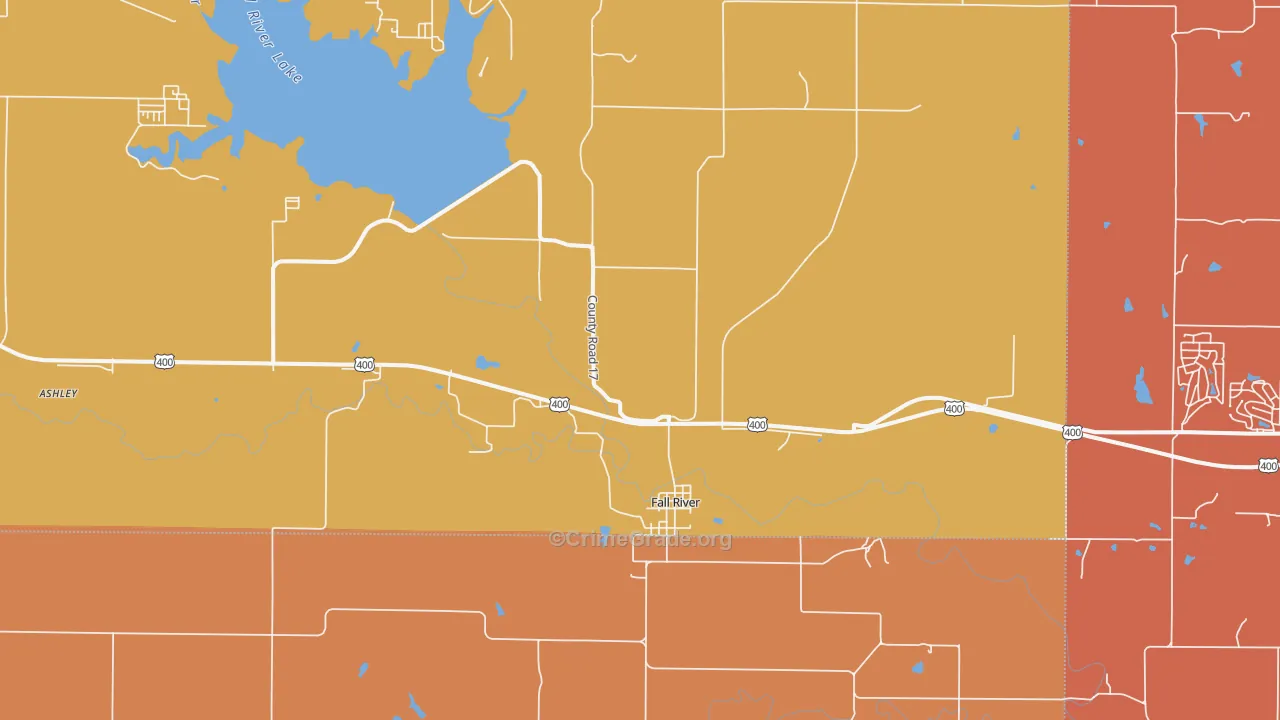 Fall River, KS Map of Robbery Rates