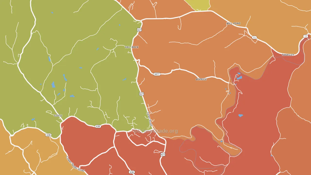 Fall Rock, KY Map of Robbery Rates