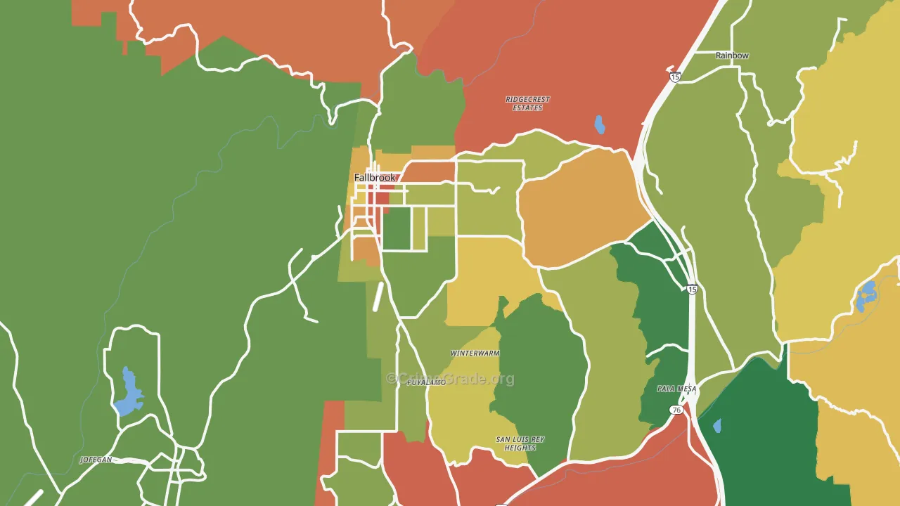 Fallbrook, CA Map of Robbery Rates
