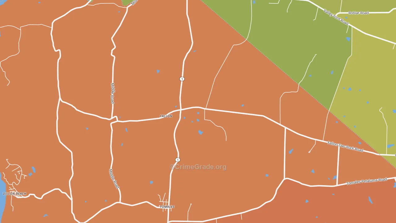 Fallon, CA Map of Robbery Rates