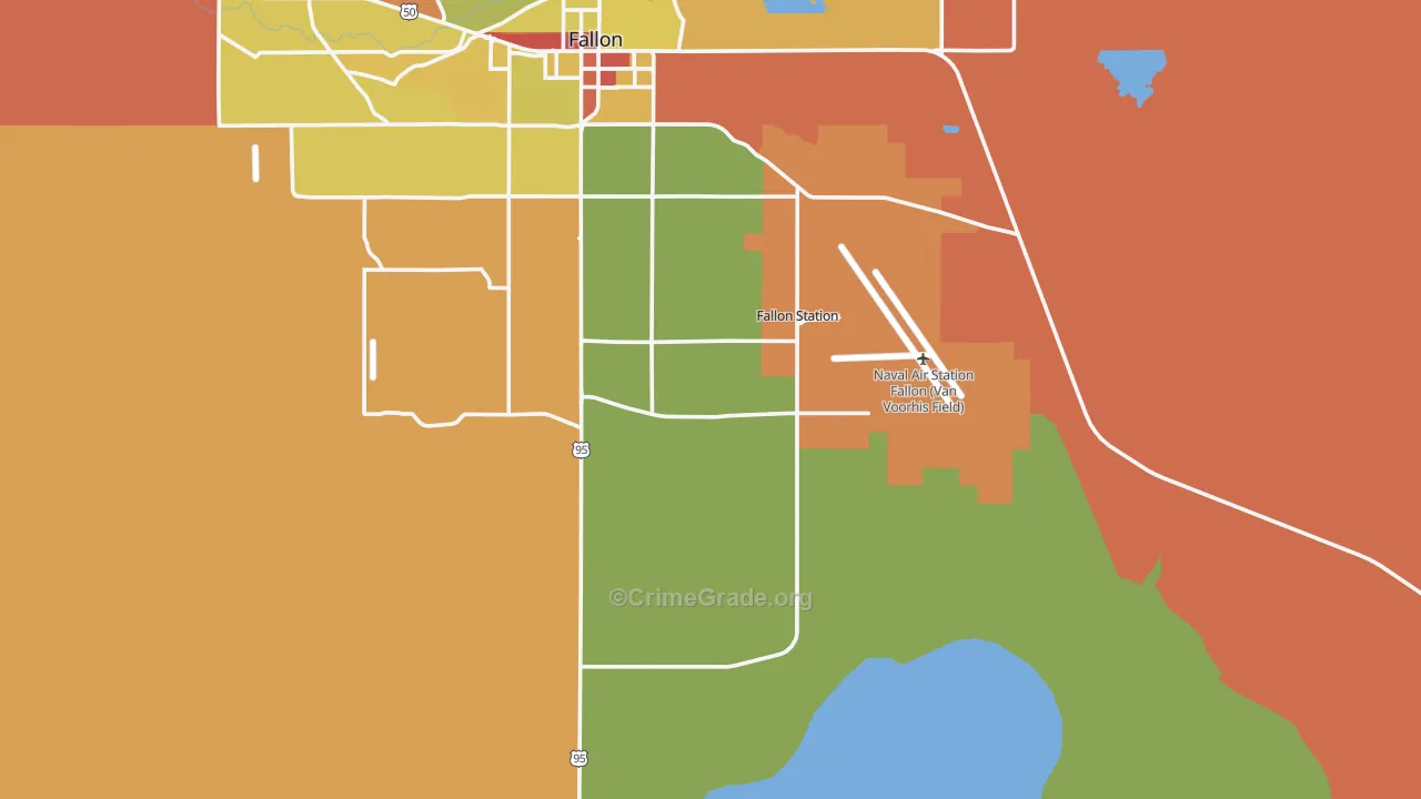 Fallon Naval Air Station, NV Map of Robbery Rates