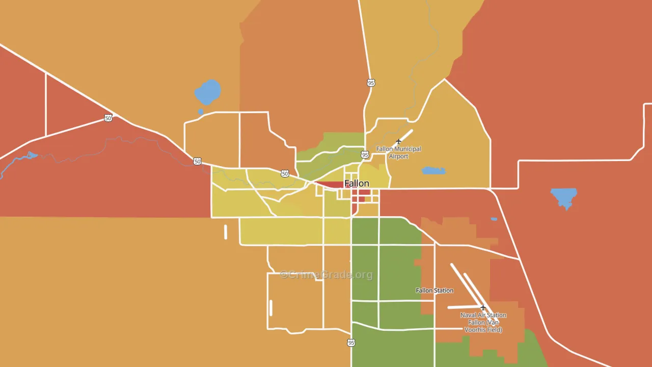 Fallon, NV Map of Robbery Rates