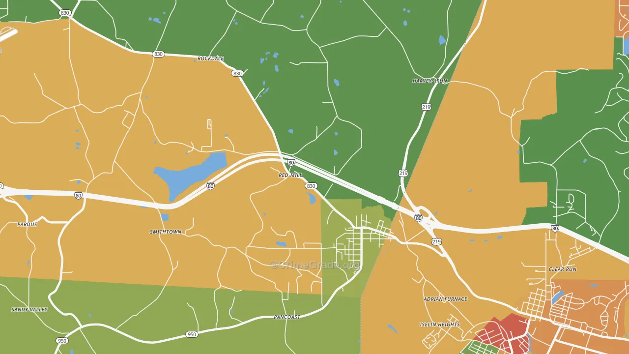 Falls Creek, PA Map of Robbery Rates