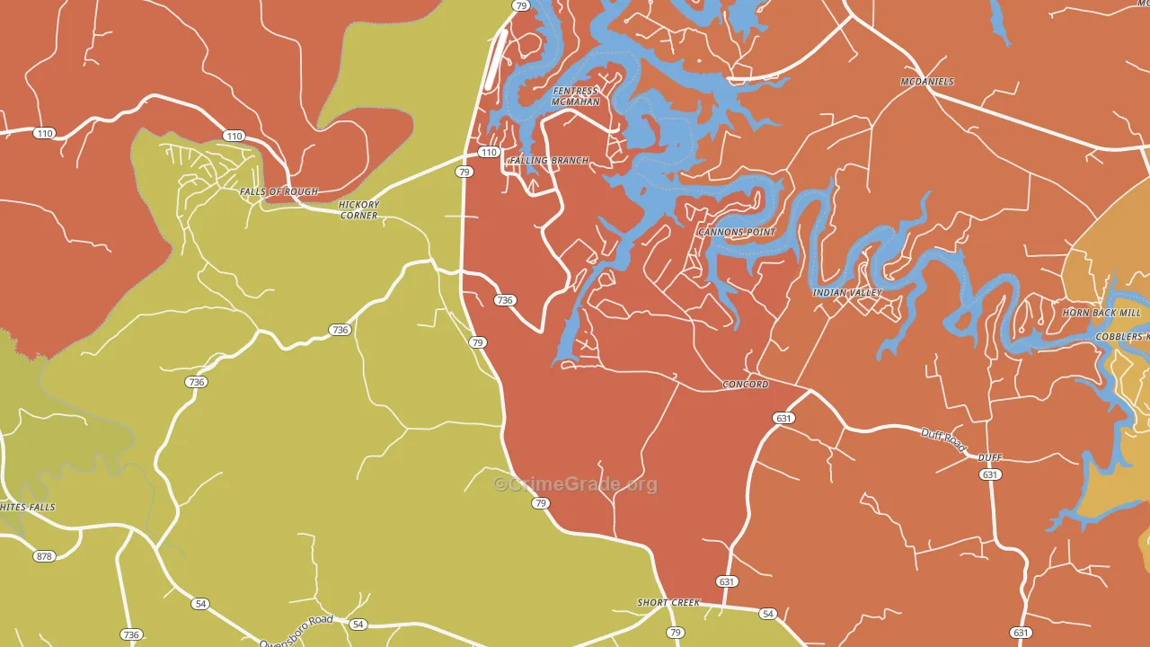 Falls Of Rough, KY Map of Robbery Rates
