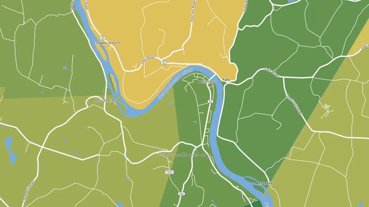 Falls, PA Map of Robbery Rates