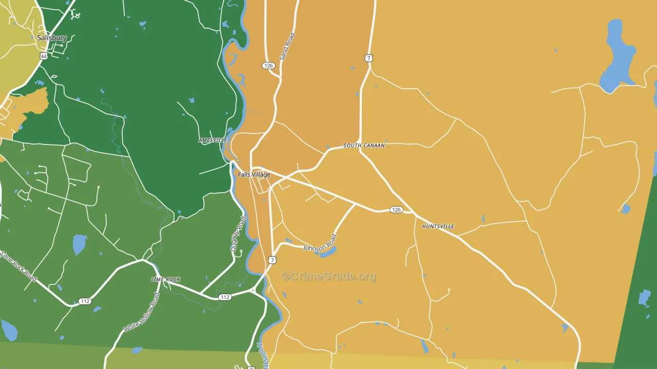 Falls Village, CT Map of Robbery Rates