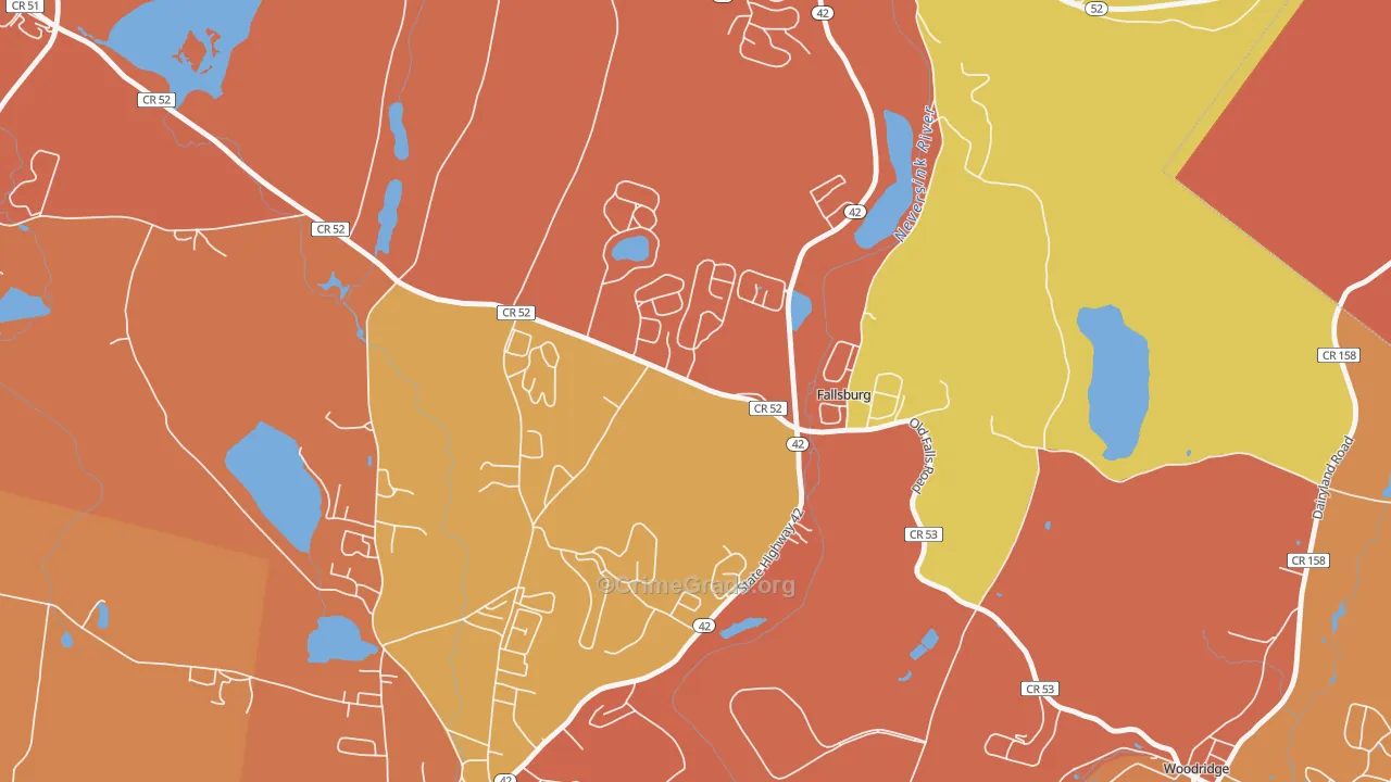Fallsburg, NY Map of Robbery Rates