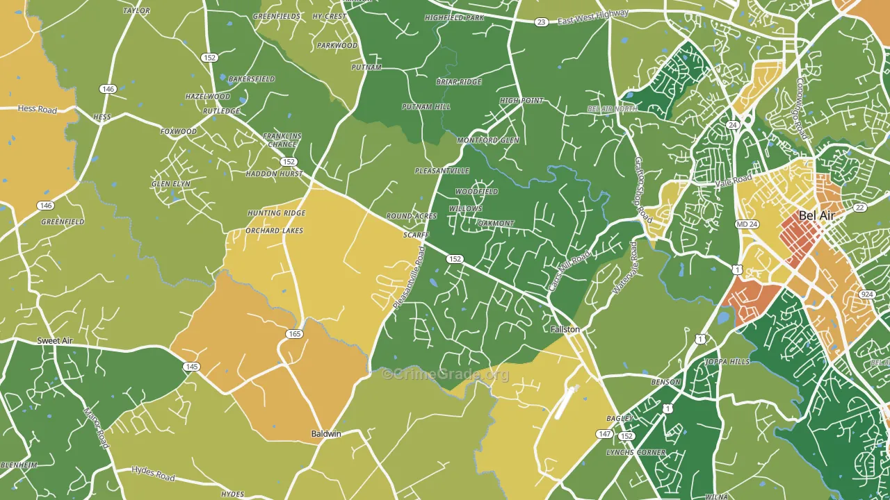 Fallston, MD Map of Robbery Rates