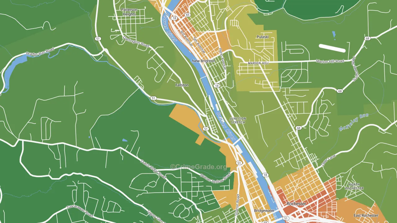Fallston, PA Map of Robbery Rates