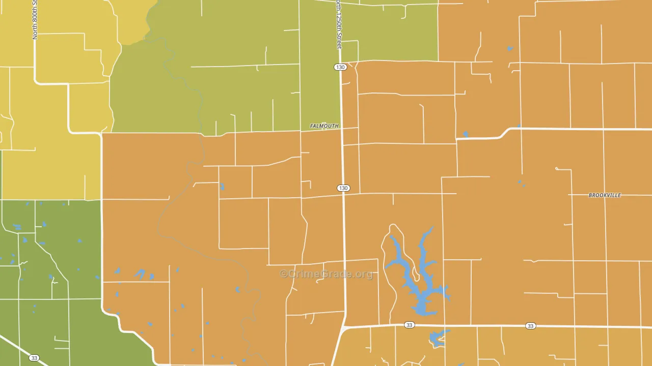 Falmouth, IL Map of Robbery Rates