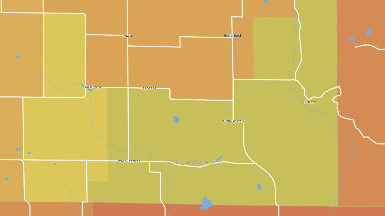 Falmouth, MI Map of Robbery Rates