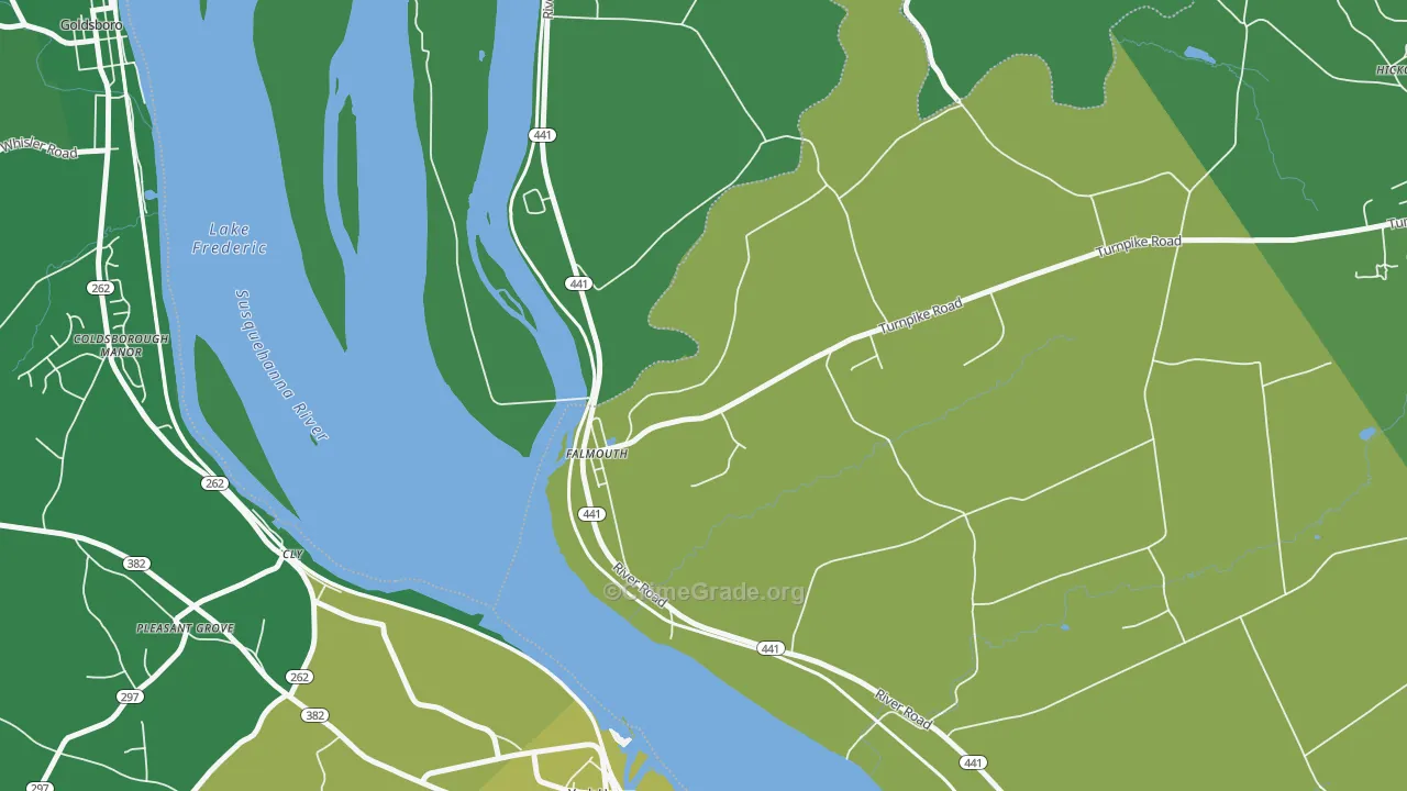 Falmouth, PA Map of Robbery Rates