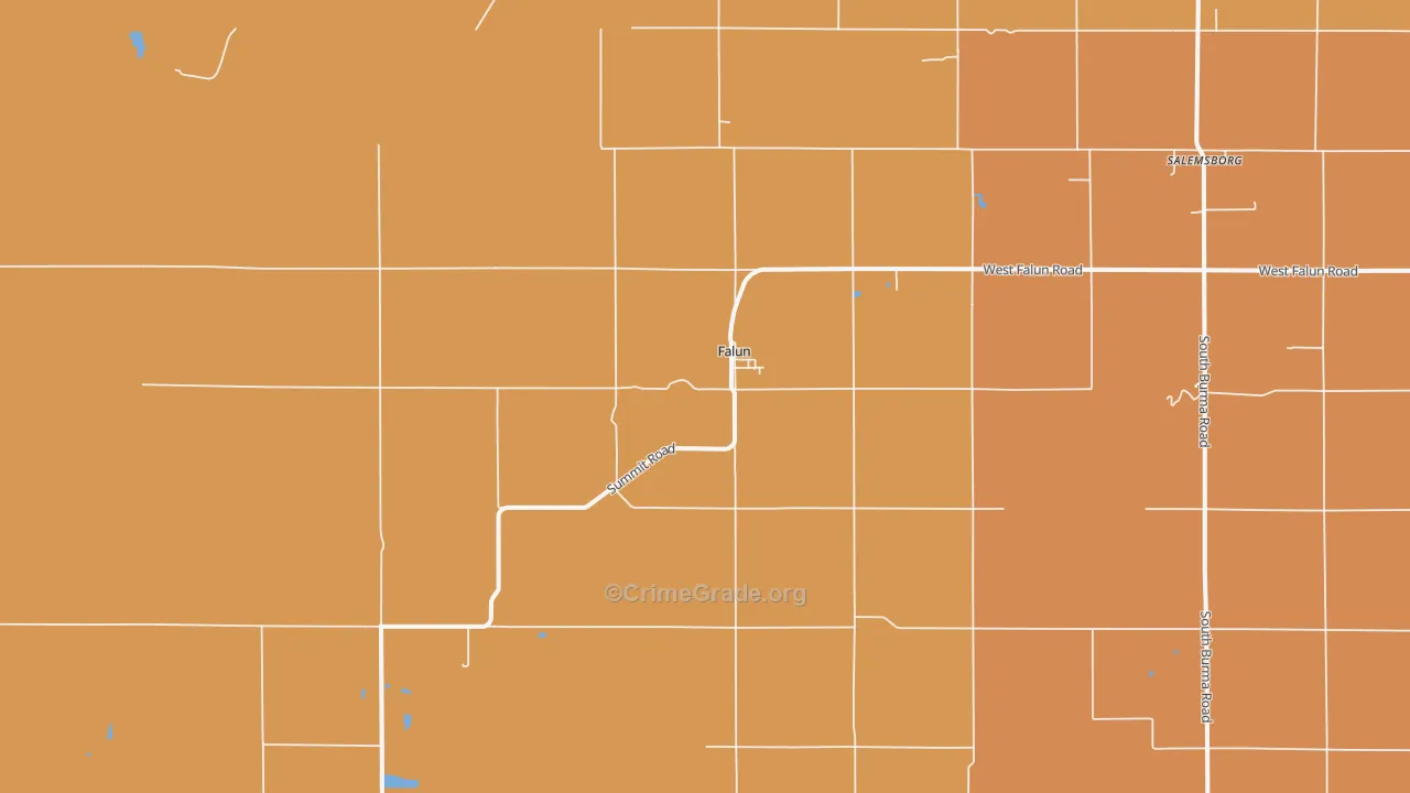 Falun, KS Map of Robbery Rates