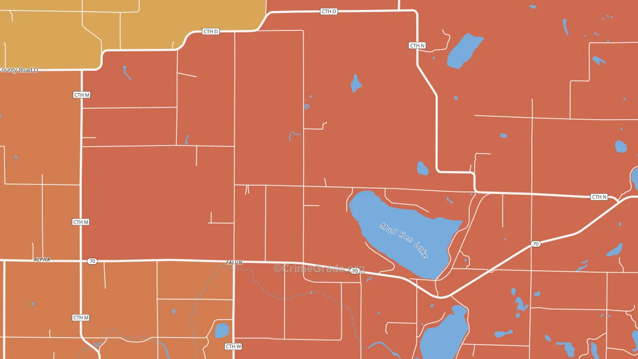 Falun, WI Map of Robbery Rates
