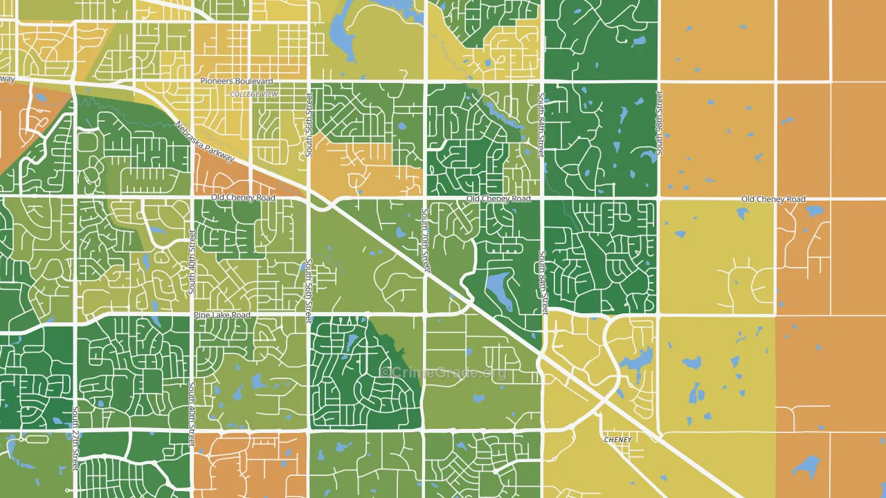 Family Acres, Lincoln, NE Map of Robbery Rates
