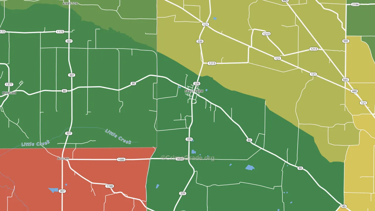 Fancy Farm, KY Map of Robbery Rates