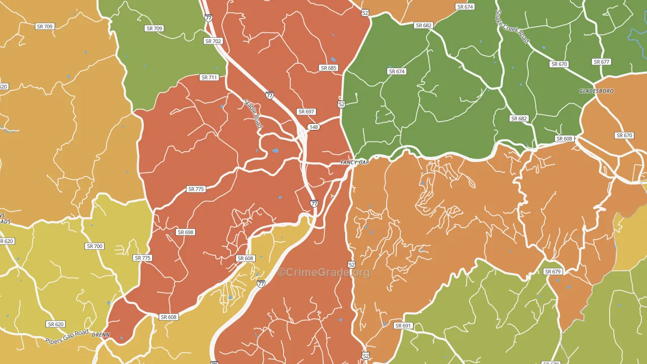 Fancy Gap, VA Map of Robbery Rates