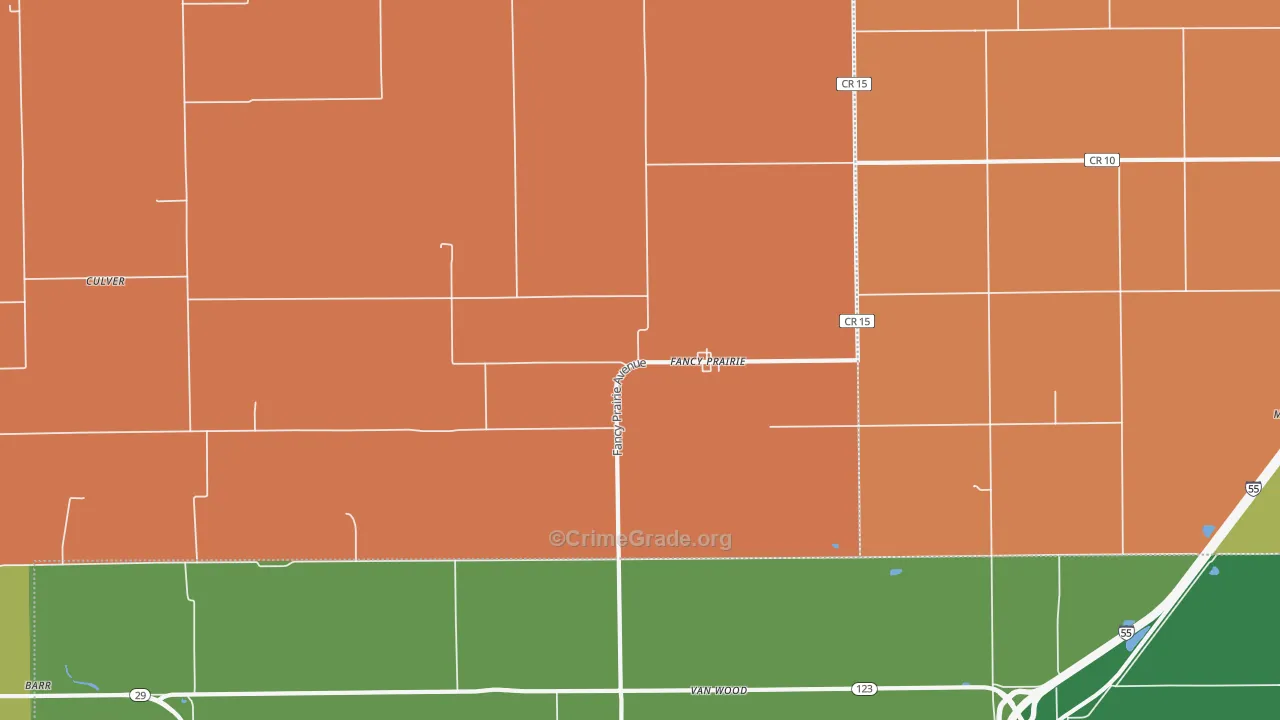 Fancy Prairie, IL Map of Robbery Rates