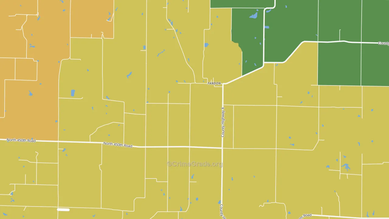 Fandon, IL Map of Robbery Rates