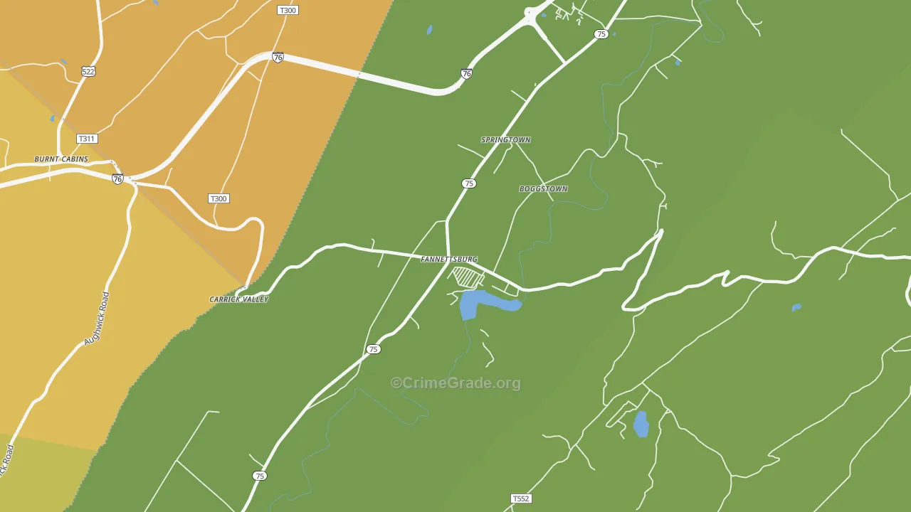 Fannettsburg, PA Map of Robbery Rates