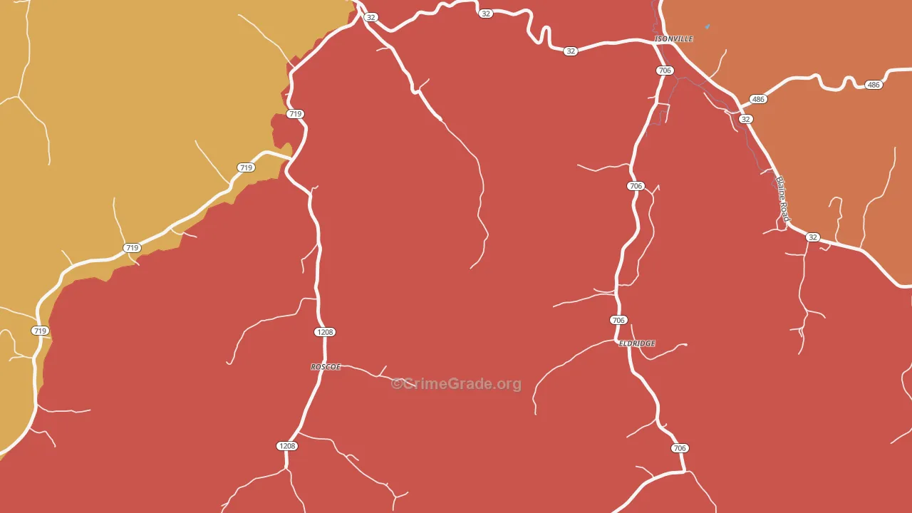 Fannin, KY Map of Robbery Rates