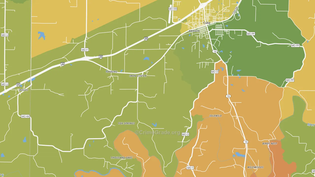 Fanning, MO Map of Robbery Rates