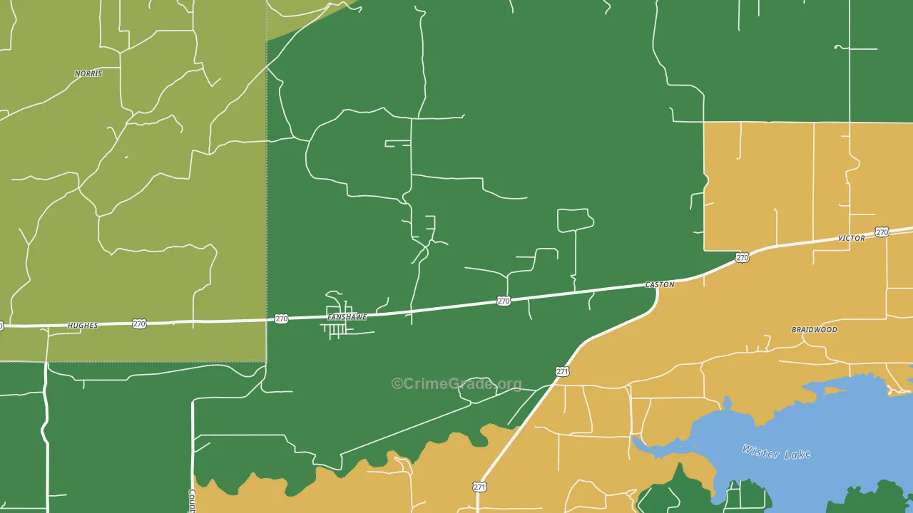 Fanshawe, OK Map of Robbery Rates